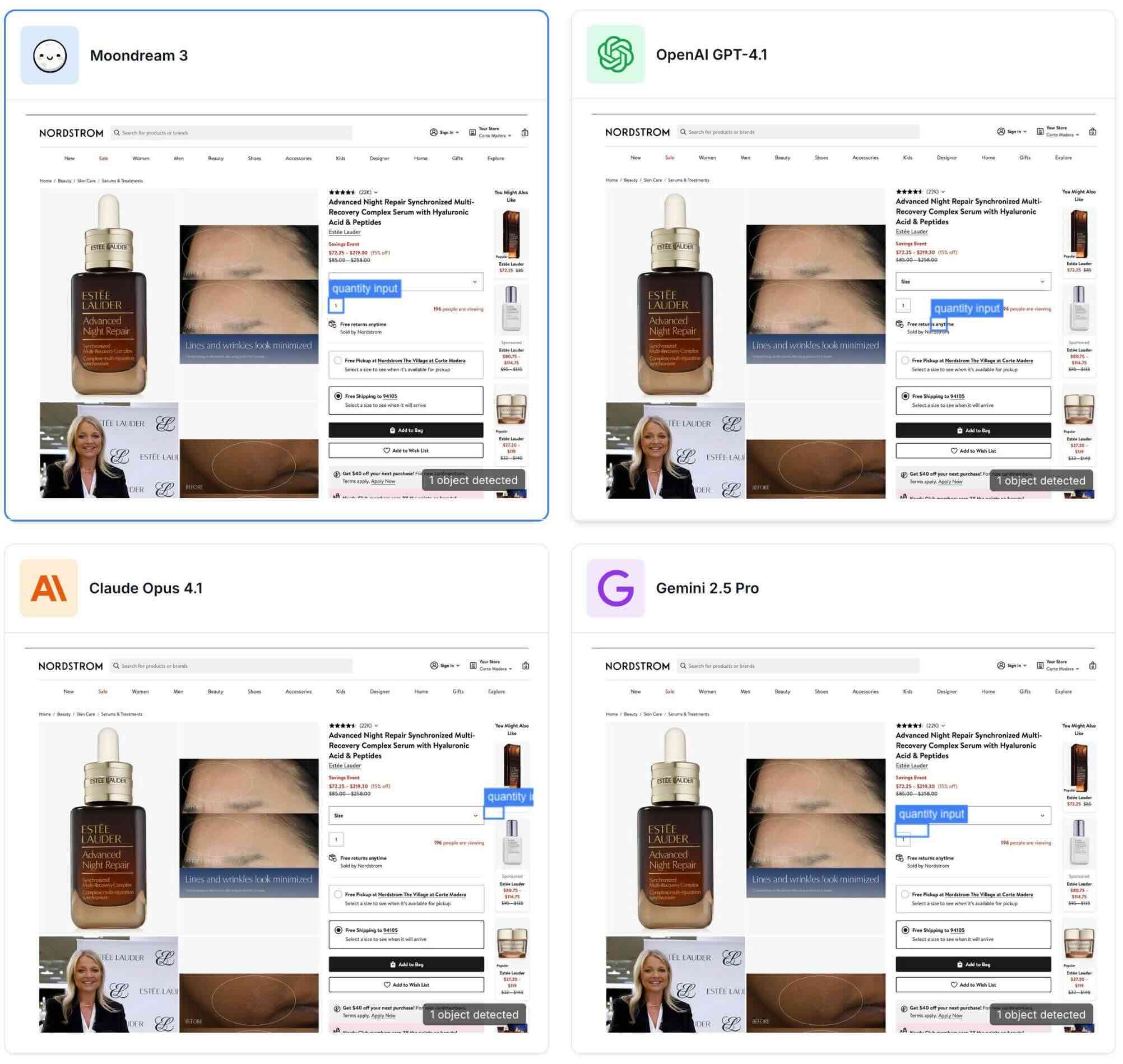 Comparison of UI object detection